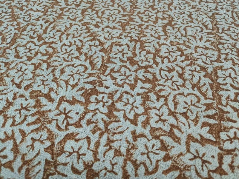 Indian Block Printed Green Floral Thick Linen Fabric - Nidhi Van