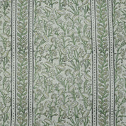 Indian Hand Block Print Green Thick Linen Fabric - Pishta Border