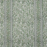 Indian Hand Block Print Green Thick Linen Fabric - Pishta Border