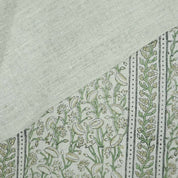 Indian Hand Block Print Green Thick Linen Fabric - Pishta Border