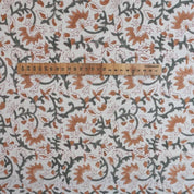 Indian Hand Block Floral Linen Fabric For Table Cover - Madhav