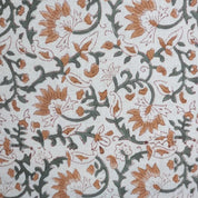 Indian Hand Block Floral Linen Fabric For Table Cover - Madhav