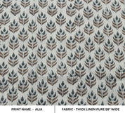 Indian Handmade Block Print Brown Thick Linen Fabric - Alia