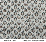 Indian Handmade Block Print Brown Thick Linen Fabric - Alia