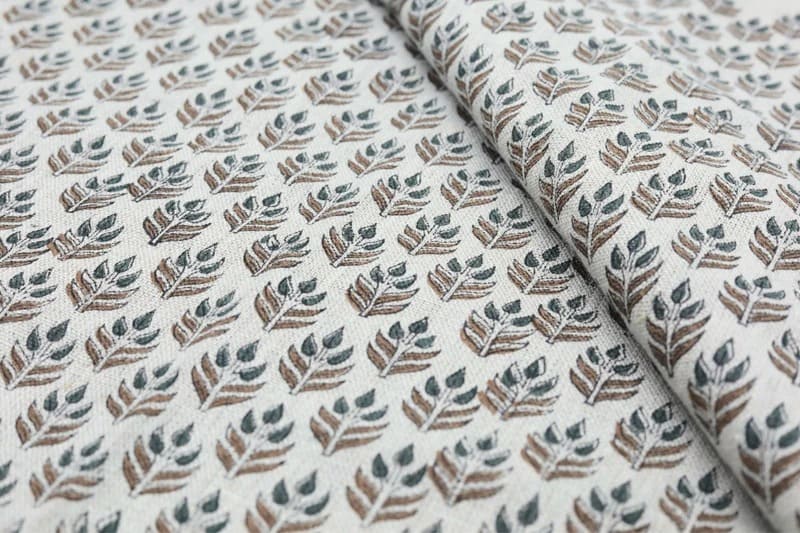 Indian Handmade Block Print Brown Thick Linen Fabric - Alia
