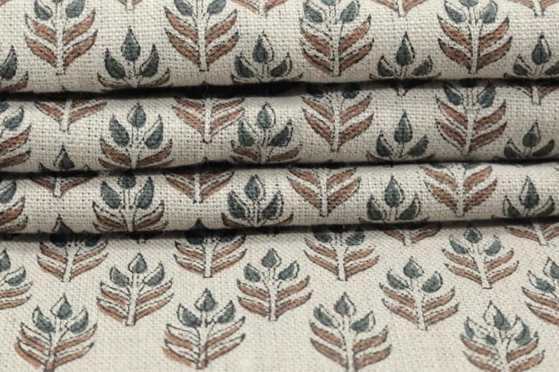 Indian Handmade Block Print Brown Thick Linen Fabric - Alia