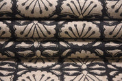 Indian Handmade Block Print Black Floral Thick Linen Fabric - Bijhni