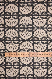 Indian Handmade Block Print Black Floral Thick Linen Fabric - Bijhni