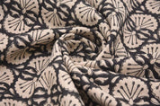 Indian Handmade Block Print Black Floral Thick Linen Fabric - Bijhni