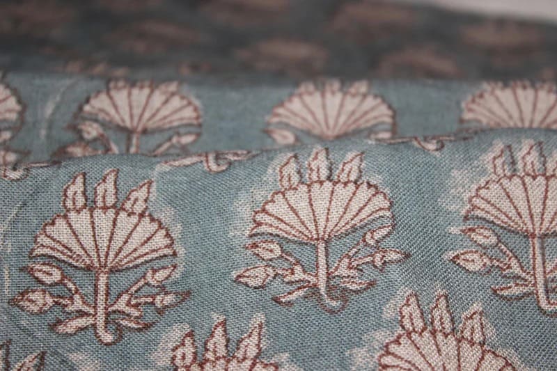 Indian Handmade Block Print Blue Duck Canavs Fabric - Masroom