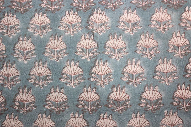 Indian Handmade Block Print Blue Duck Canavs Fabric - Masroom