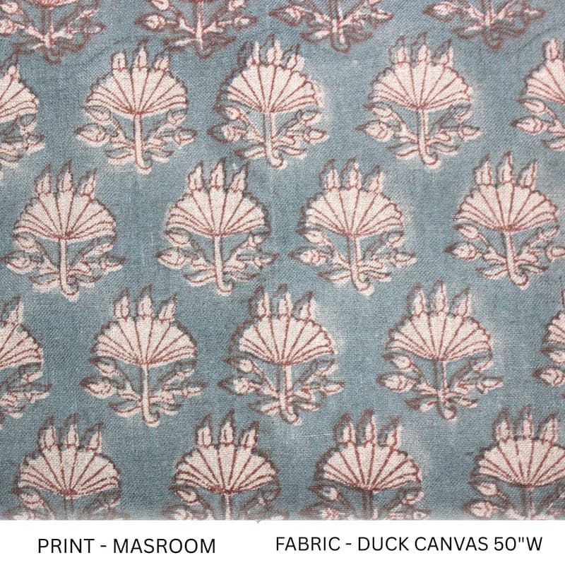 Indian Handmade Block Print Blue Duck Canavs Fabric - Masroom