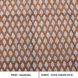 Handmade RIch Brown Floral Throw Hand Block Printed Boho Fabric on Duck Canvas - KHUSHBU