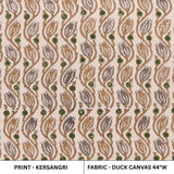 Handmade Block Printed Gray & Green Floral Boho Duck Canvas Fabric For Sofa Cover – KERSANGRI