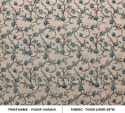 Hand Block Print Linen Fabric For Lamp Shade Cone- Pushp Varsha