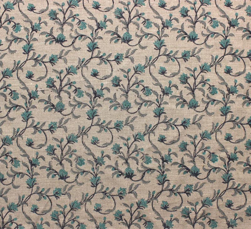 Hand Block Print Linen Fabric For Lamp Shade Cone- Pushp Varsha