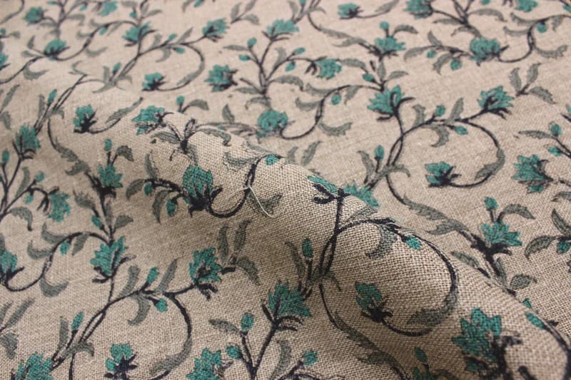 Hand Block Print Linen Fabric For Lamp Shade Cone- Pushp Varsha