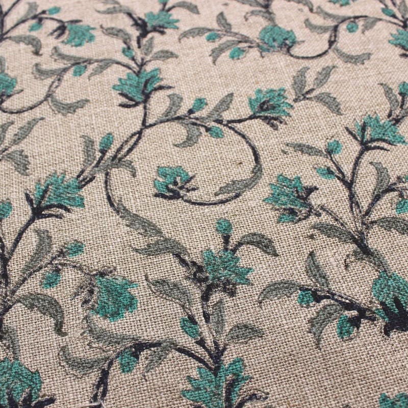 Hand Block Print Linen Fabric For Lamp Shade Cone- Pushp Varsha