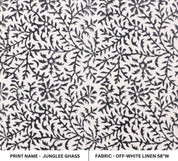 Hand block print Off-White Linen -Junglee Ghass