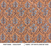 Hand Block Print Off- White Linen Fabric - Vishal Pushp