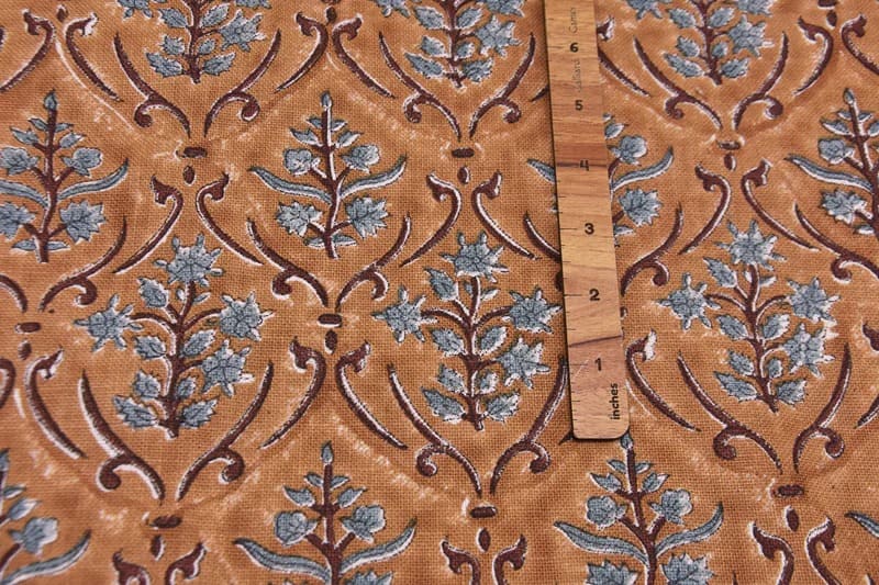 Hand Block Print Off- White Linen Fabric - Vishal Pushp