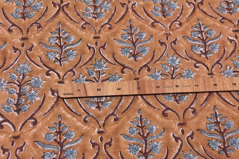 Hand Block Print Off- White Linen Fabric - Vishal Pushp