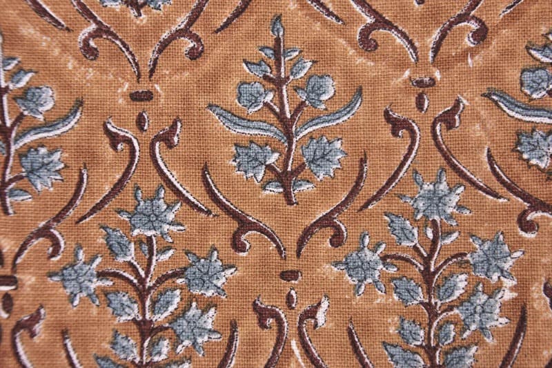 Hand Block Print Off- White Linen Fabric - Vishal Pushp