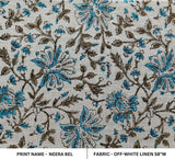 Handcraft Block Print off White Linen Fabric For Slip Pillow -  Neera Bel