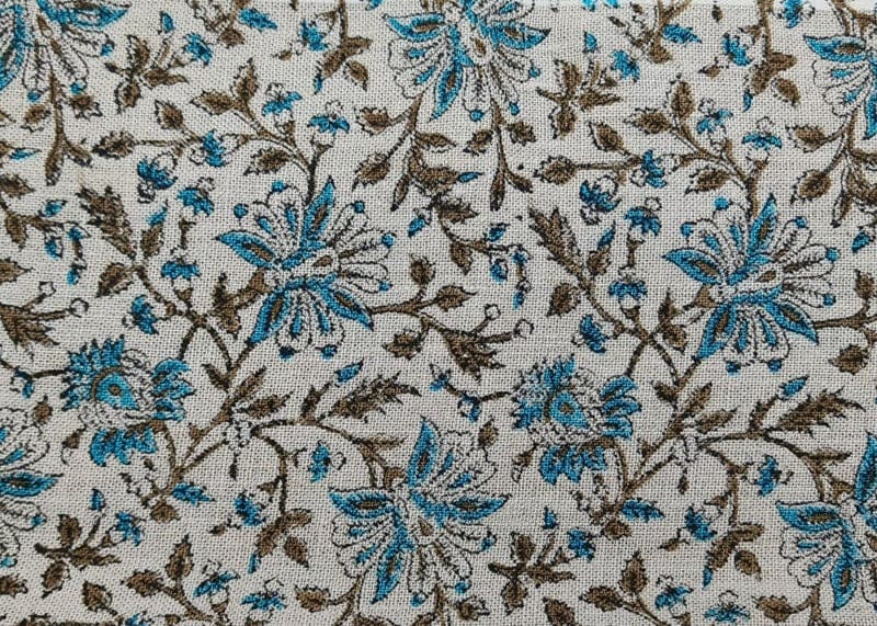 Handcraft Block Print off White Linen Fabric For Slip Pillow -  Neera Bel