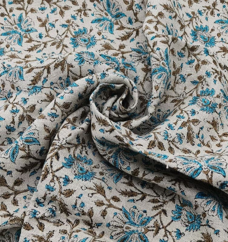 Handcraft Block Print off White Linen Fabric For Slip Pillow -  Neera Bel