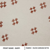 Handblock Printed Bronze & Gray Floral Boho Duck Canvas Throw Fabric for Sofa & Cushions Cover - Barfi