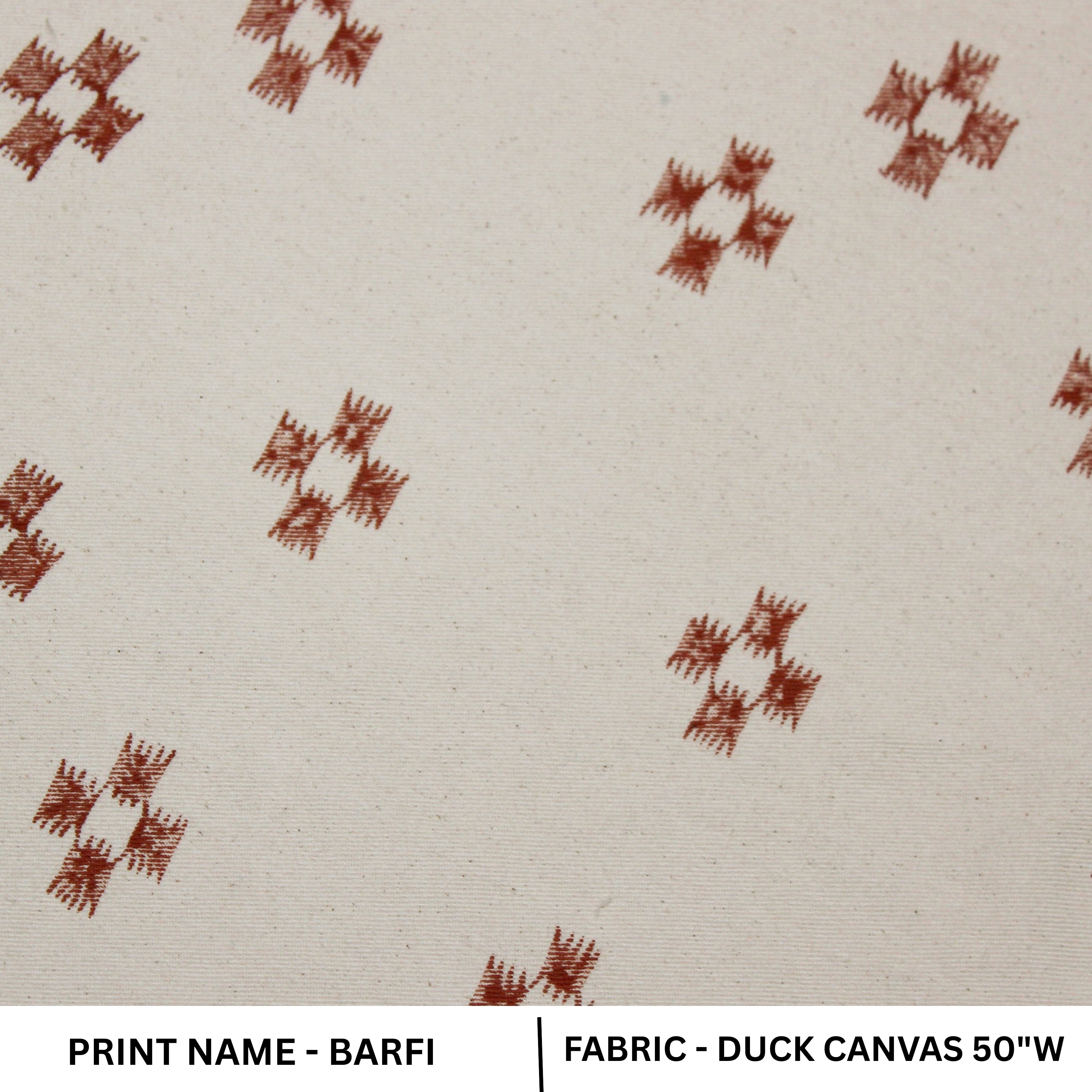 Handblock Printed Bronze & Gray Floral Boho Duck Canvas Throw Fabric for Sofa & Cushions Cover - Barfi