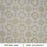Handcrafted Mediumweight Brown Floral Boho Block Printed Natural Pure Linen Fabric – Suraj
