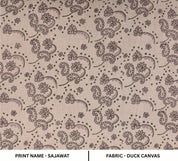 Hand Block Printed Green & Rosy Pink Pure Linen Duck Canvas Fabric  – Sajawat