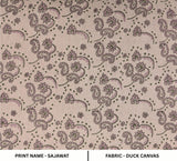 Hand Block Printed Green & Rosy Pink Pure Linen Duck Canvas Fabric  – Sajawat