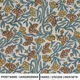 Handmade Blue Floral Linen Boho Fabric – Sangmarmar
