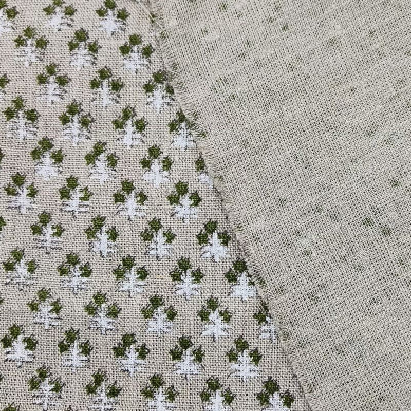 Handmade upholstery Block Print floral linen fabric Fabric - Kesariya