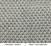 Handmade upholstery Block Print floral linen fabric Fabric - Kesariya