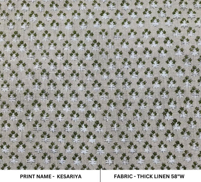 Handmade upholstery Block Print floral linen fabric Fabric - Kesariya