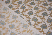 Premium Hand Block Print Gray & Mustard Linen Fabric Sofa - Madhubala