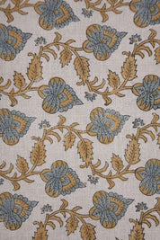 Premium Hand Block Print Gray & Mustard Linen Fabric Sofa - Madhubala