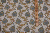 Premium Hand Block Print Gray & Mustard Linen Fabric Sofa - Madhubala