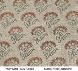 Eco-Friendly Hand Block Print Floral Thick Linen Fabric - Juju FLower