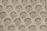 Eco-Friendly Hand Block Print Floral Thick Linen Fabric - Juju FLower