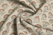 Eco-Friendly Hand Block Print Floral Thick Linen Fabric - Juju FLower