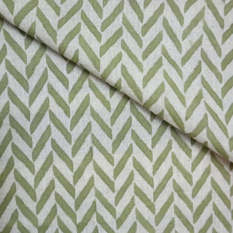 Hand Block Print Pure Cotton Linen Fabric Home Decor - Stripe Scale