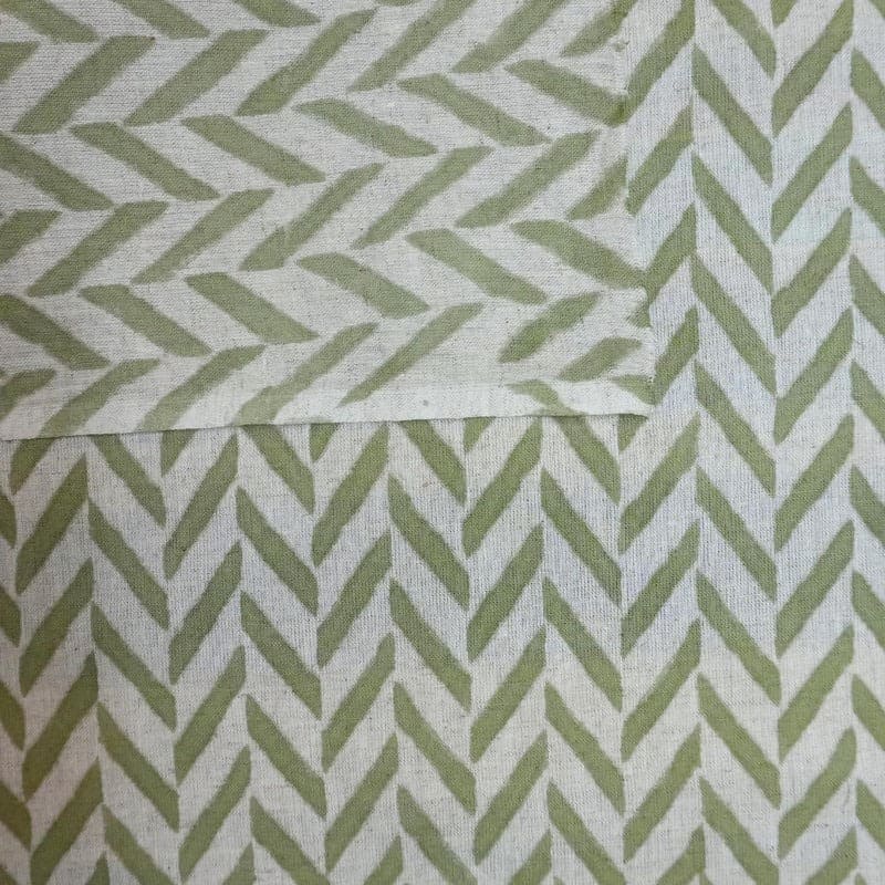 Hand Block Print Pure Cotton Linen Fabric Home Decor - Stripe Scale