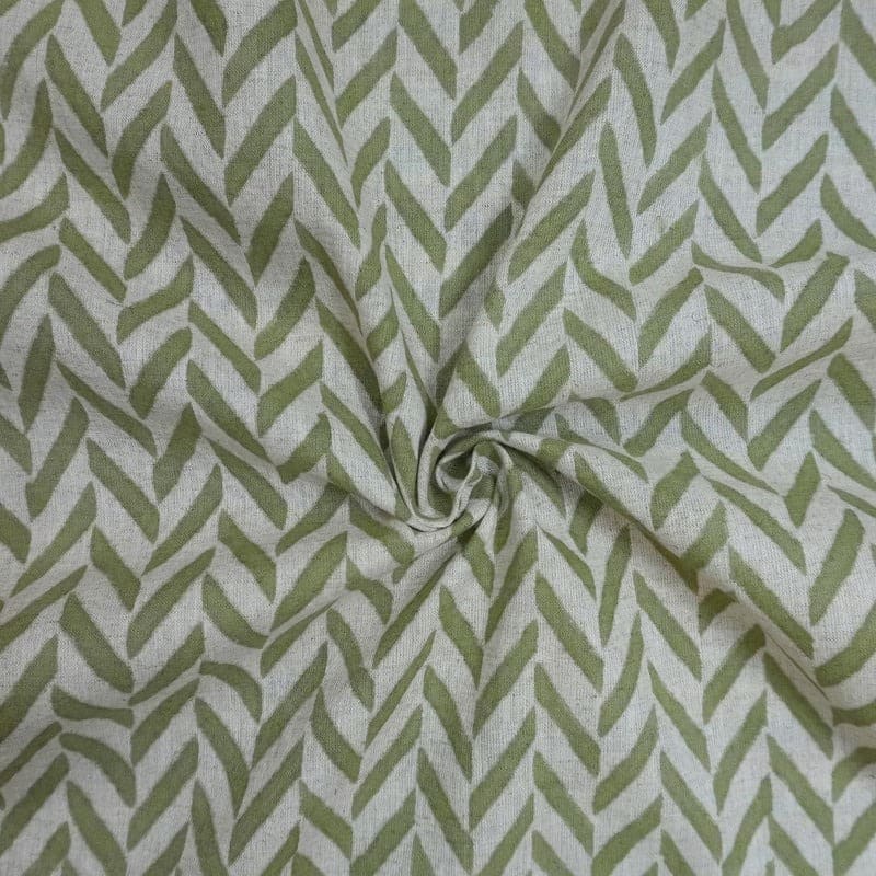 Hand Block Print Pure Cotton Linen Fabric Home Decor - Stripe Scale