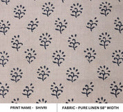 Handmade Block Print Pure Linen Fabric For Chair Upholstery -Shivri