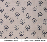 Handmade Block Print Pure Linen Fabric For Chair Upholstery -Shivri